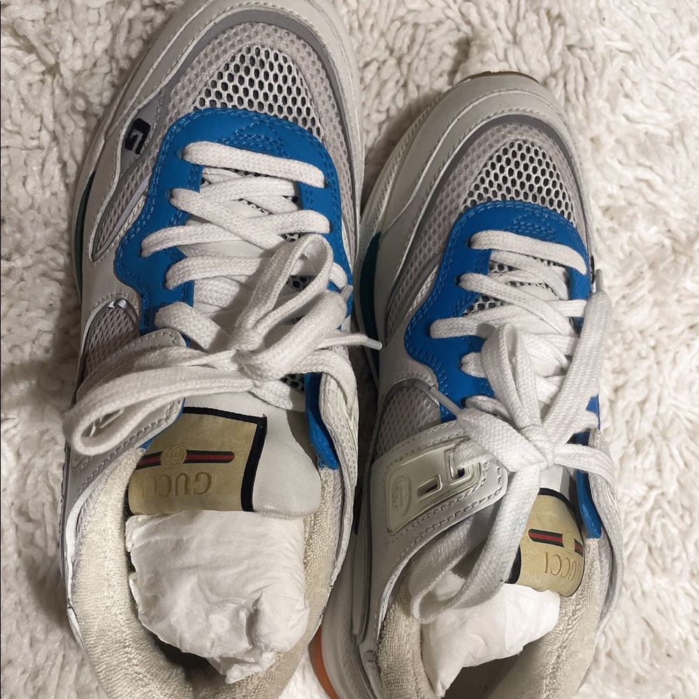 New Gucci Ultrapace Leather & Mesh Sneaker,White - Picture 7 of 8